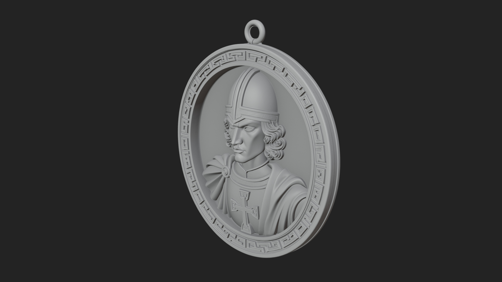 Crusader Knight Oval Plaque Design 2 3D Print Model 3D Model