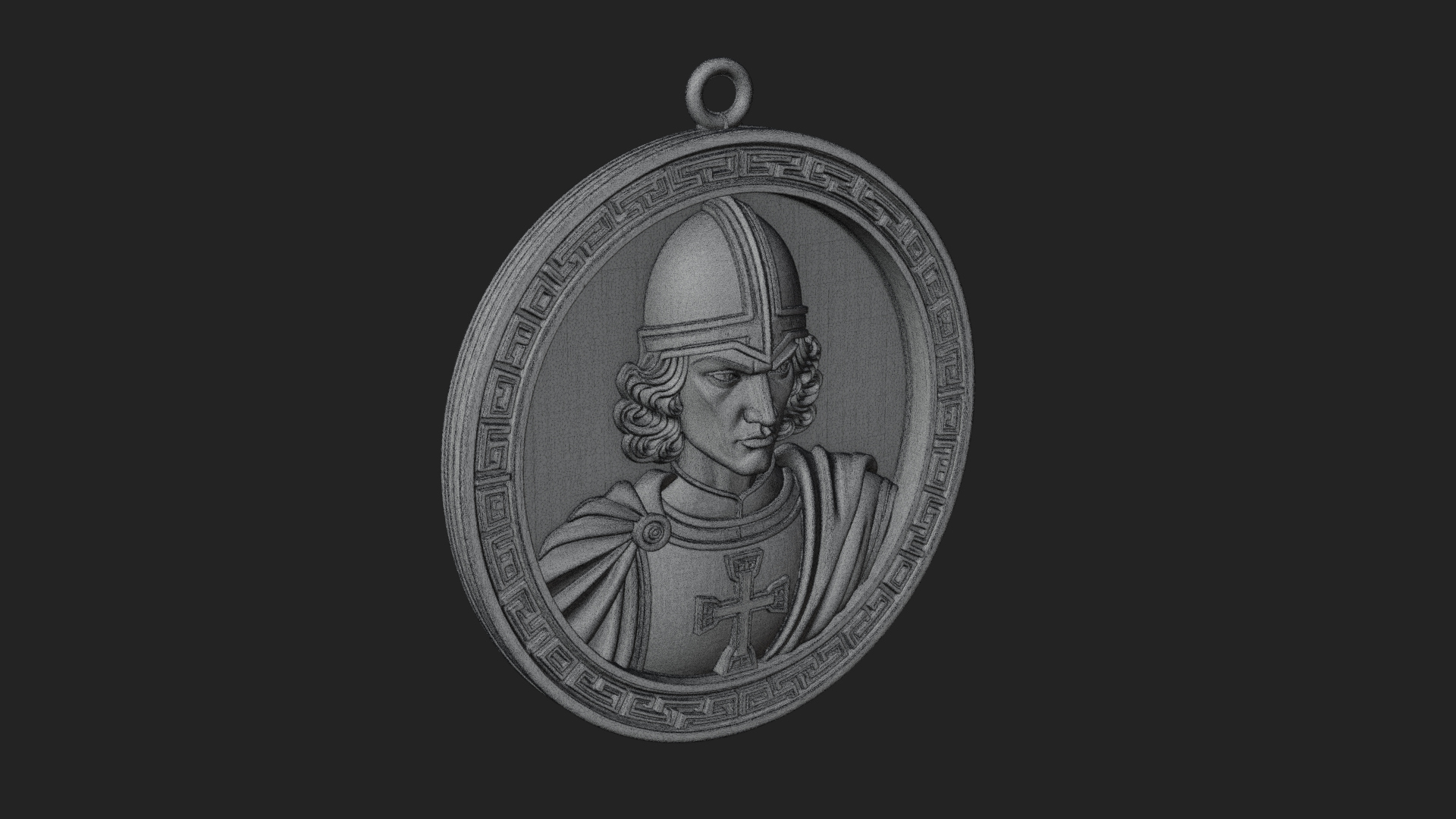 Crusader Knight Oval Plaque Design 2 3D Print Model 3D Model