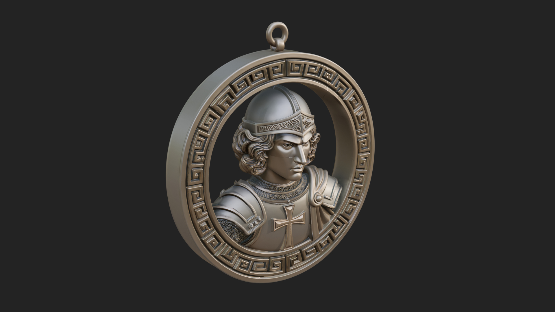 Crusader Knight Oval Plaque Design 3 3D Print Model 3D Model