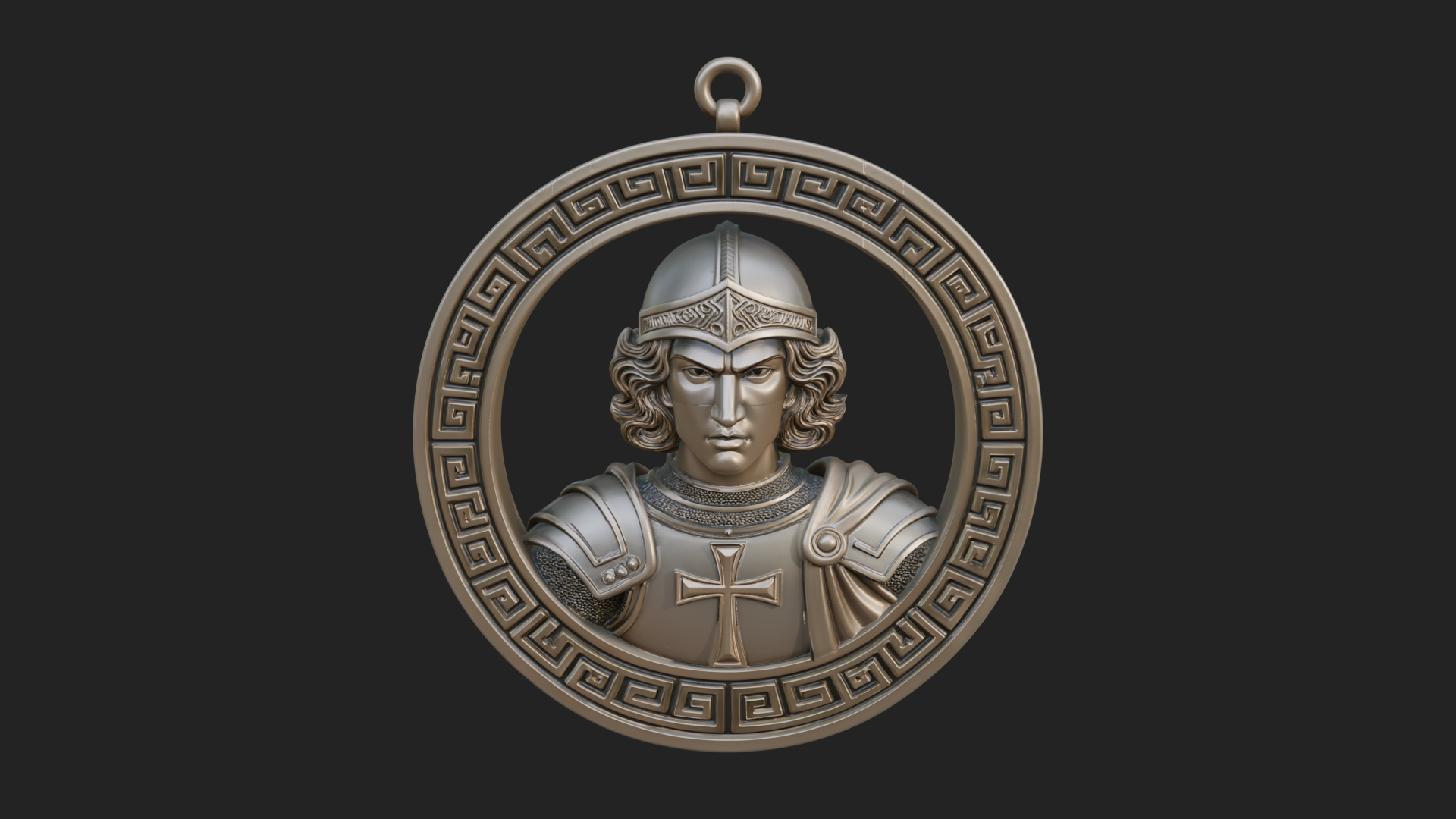Crusader Knight Oval Plaque Design 3 3D Print Model 3D Model