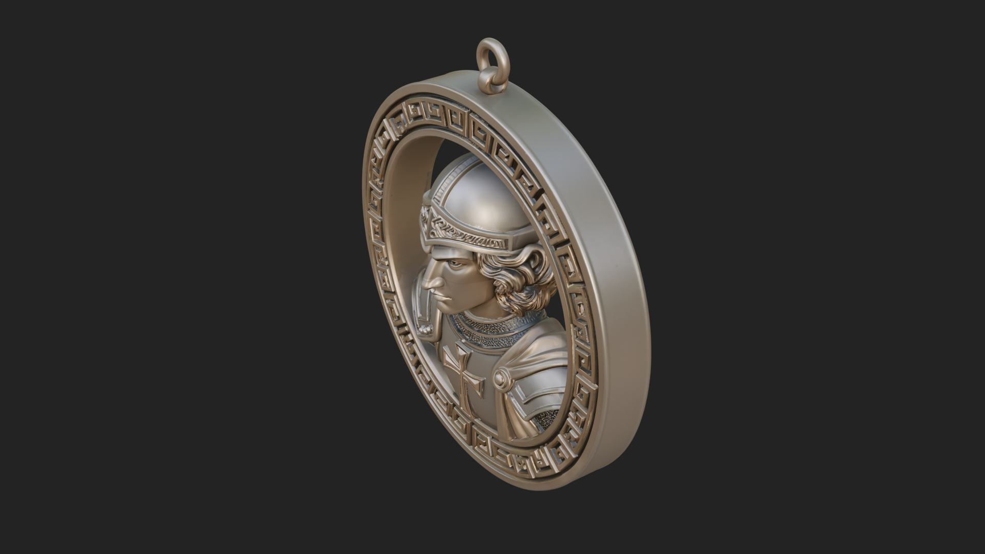 Crusader Knight Oval Plaque Design 3 3D Print Model 3D Model