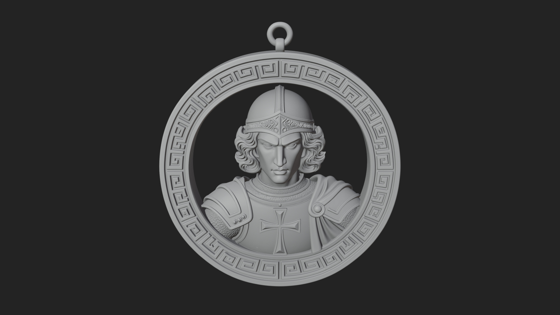 Crusader Knight Oval Plaque Design 3 3D Print Model 3D Model