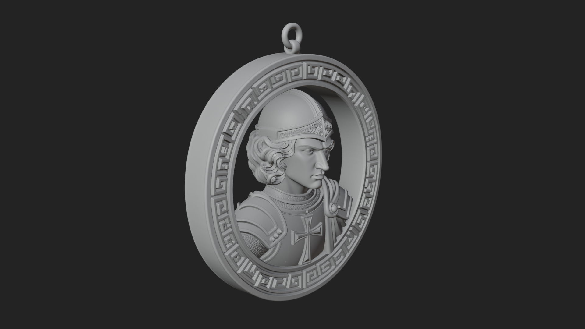 Crusader Knight Oval Plaque Design 3 3D Print Model 3D Model