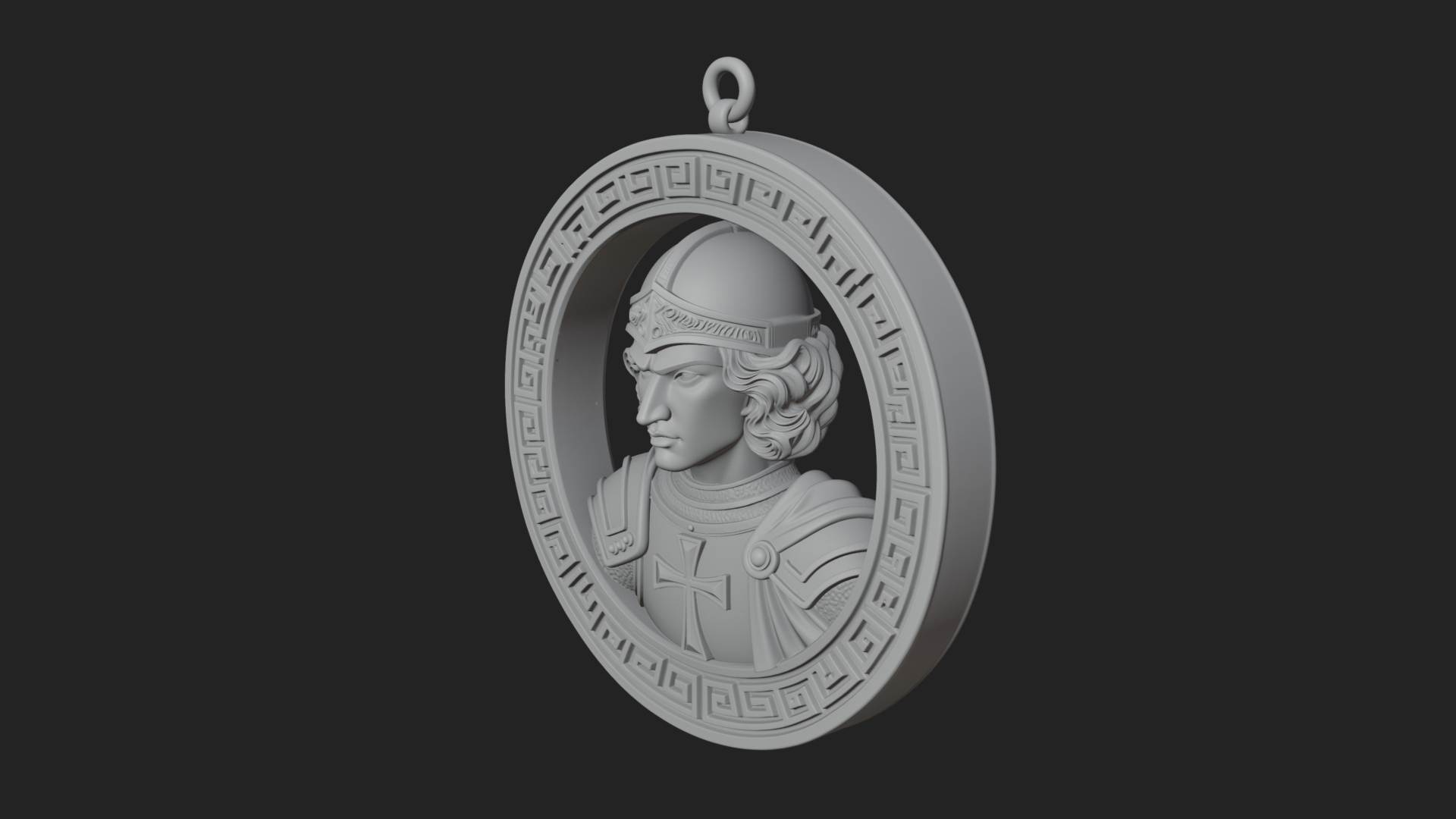 Crusader Knight Oval Plaque Design 3 3D Print Model 3D Model