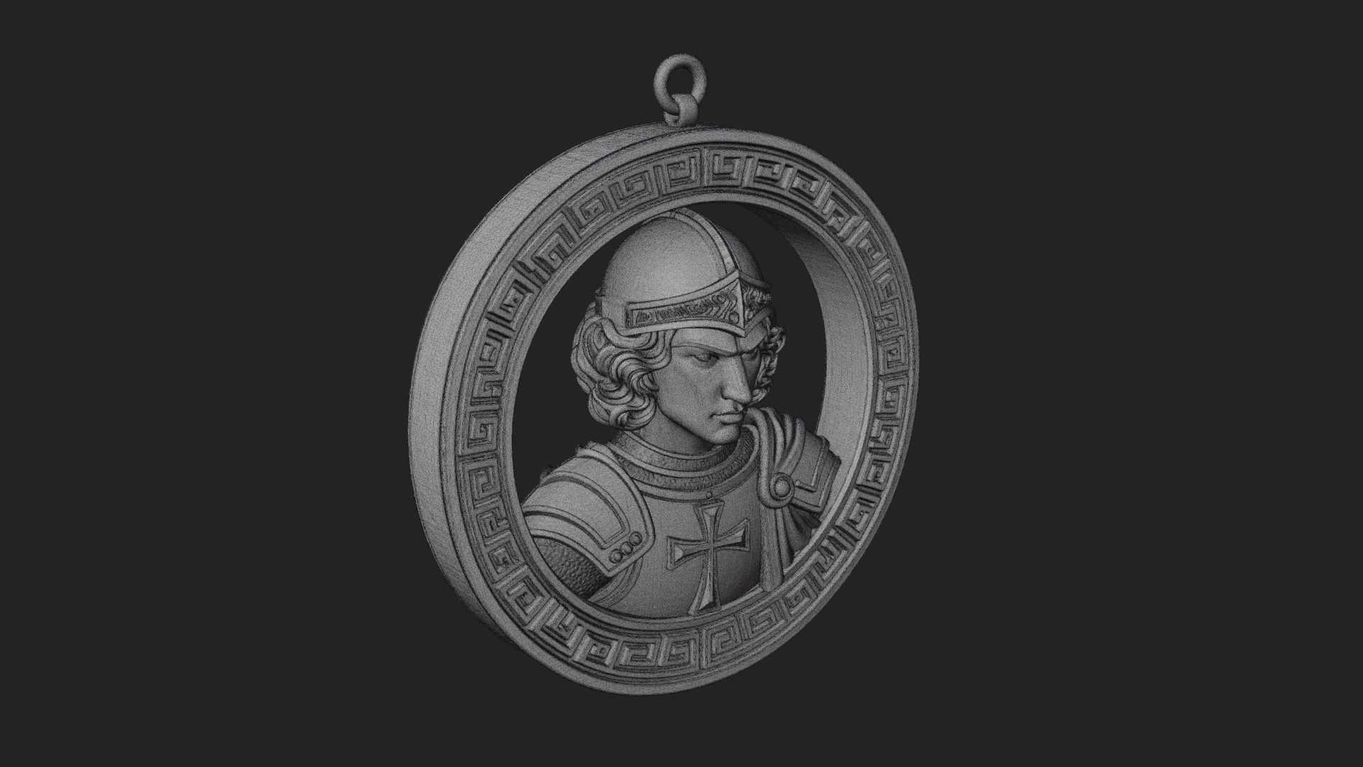 Crusader Knight Oval Plaque Design 3 3D Print Model 3D Model