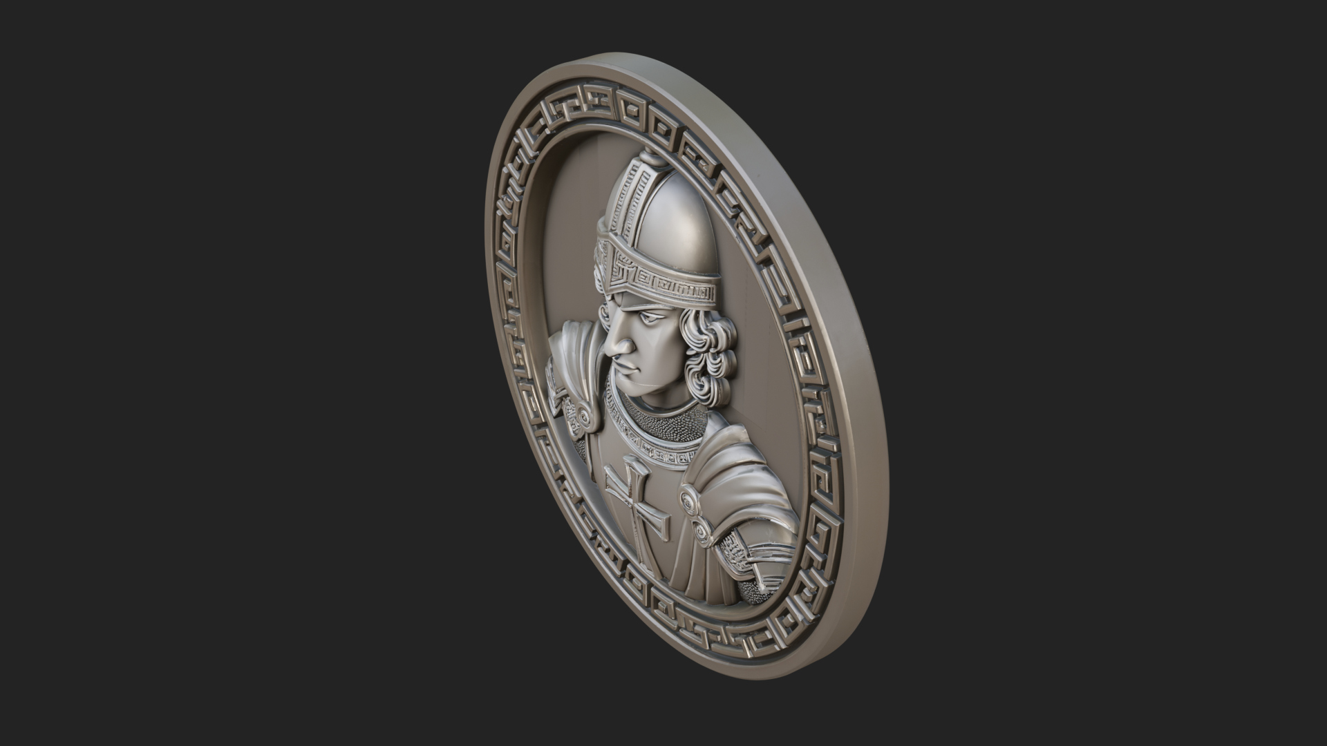 Crusader Knight Oval Plaque Design 4 3D Print Model 3D Model