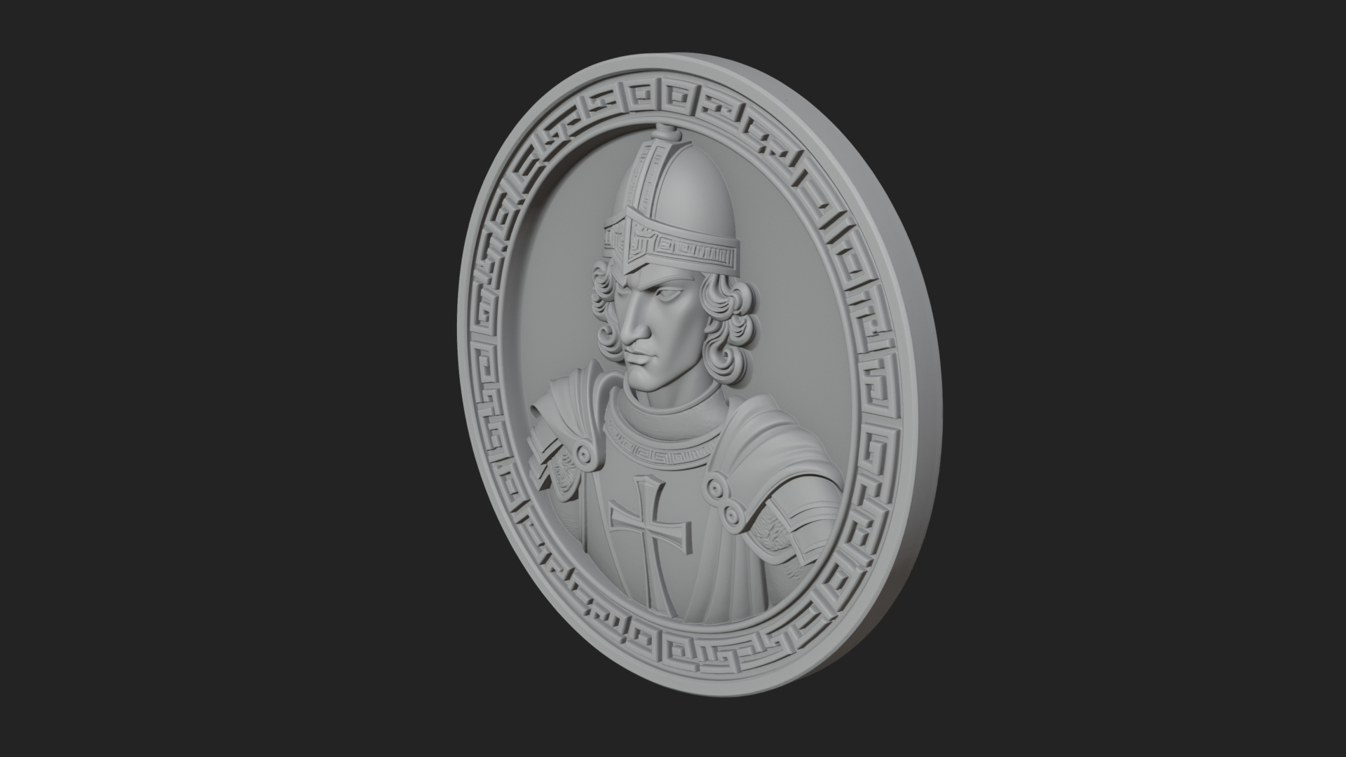 Crusader Knight Oval Plaque Design 4 3D Print Model 3D Model