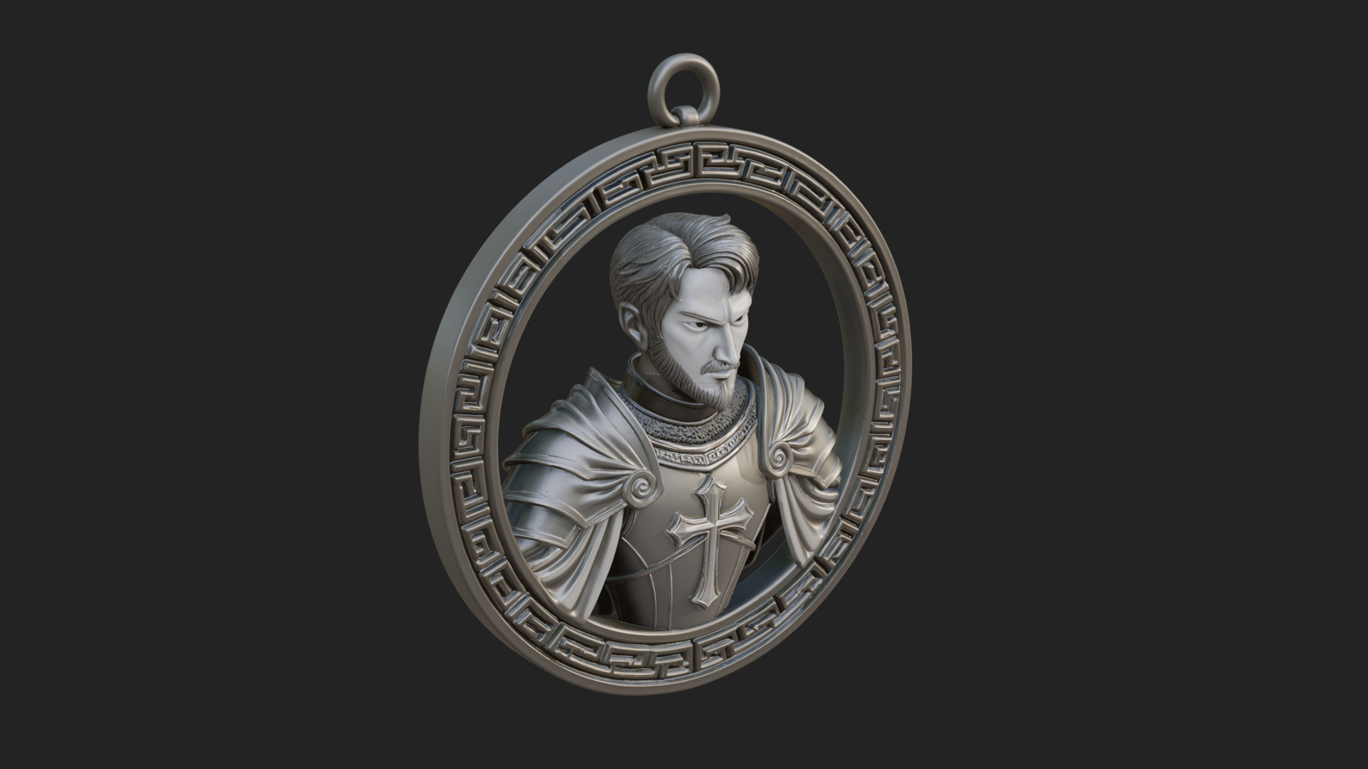 Crusader Knight Oval Plaque Design 5 3D Print Model 3D Model