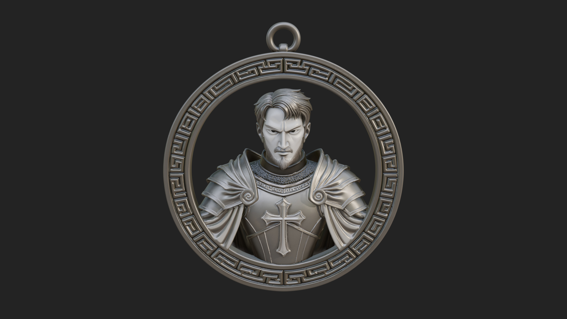 Crusader Knight Oval Plaque Design 5 3D Print Model 3D Model