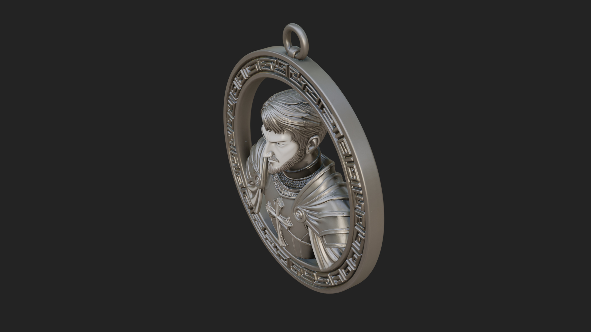 Crusader Knight Oval Plaque Design 5 3D Print Model 3D Model