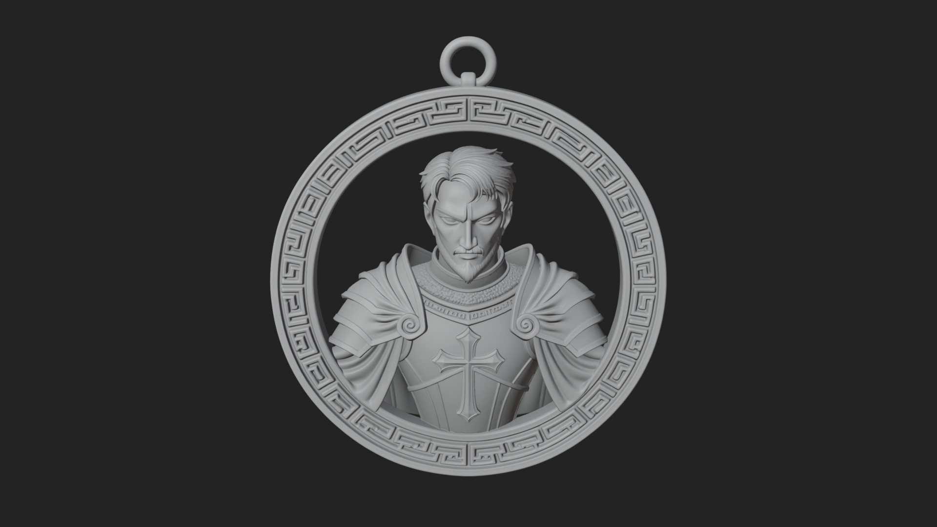 Crusader Knight Oval Plaque Design 5 3D Print Model 3D Model