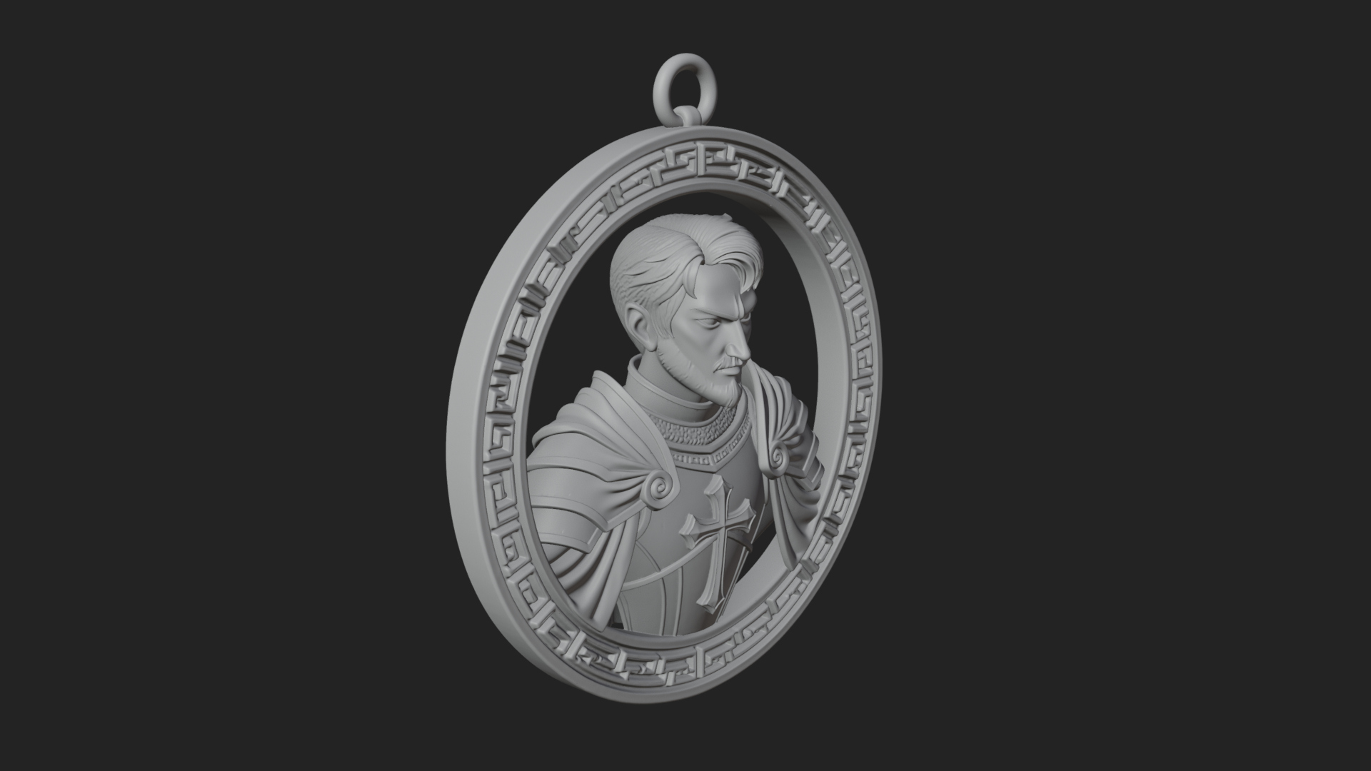 Crusader Knight Oval Plaque Design 5 3D Print Model 3D Model