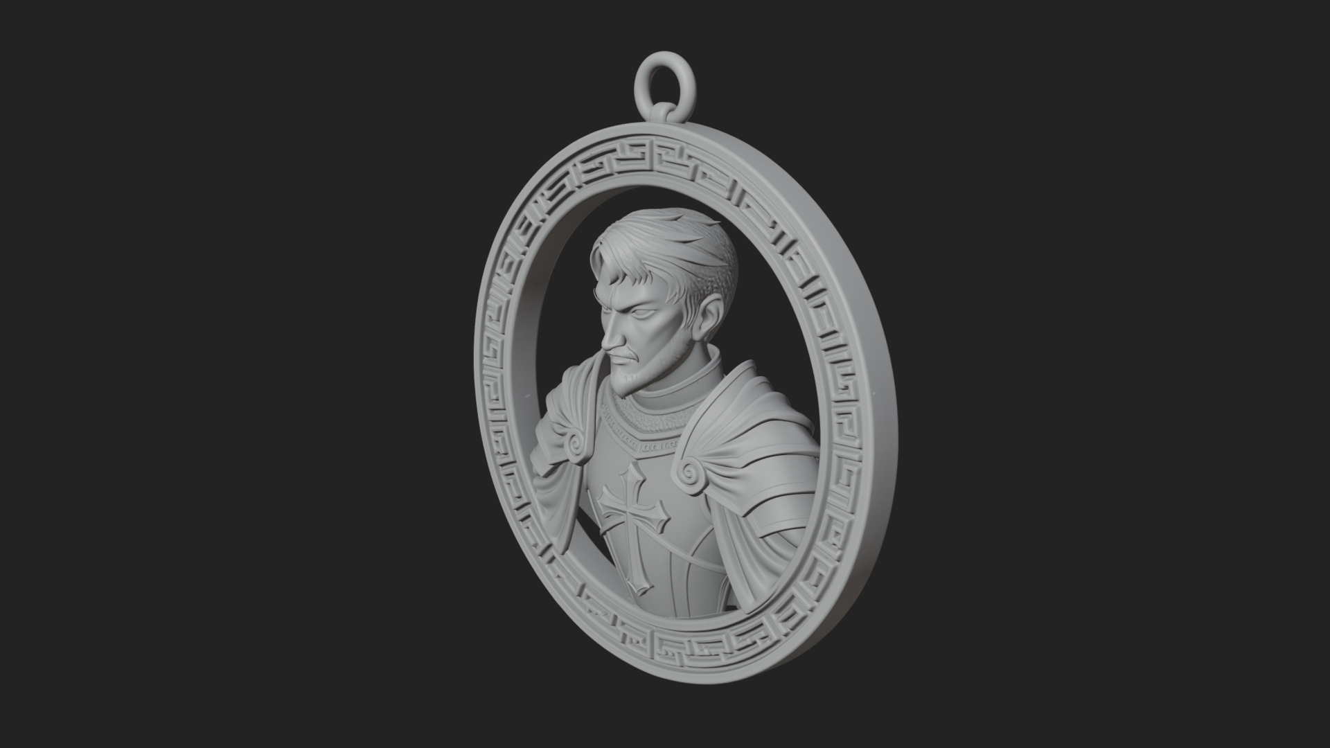 Crusader Knight Oval Plaque Design 5 3D Print Model 3D Model