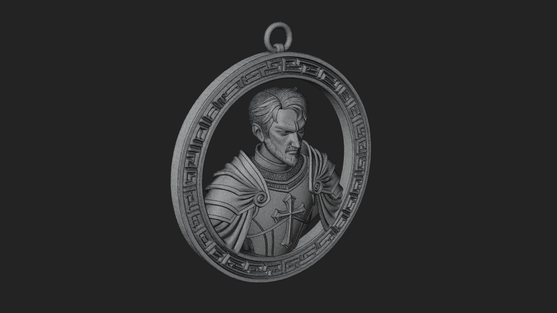 Crusader Knight Oval Plaque Design 5 3D Print Model 3D Model