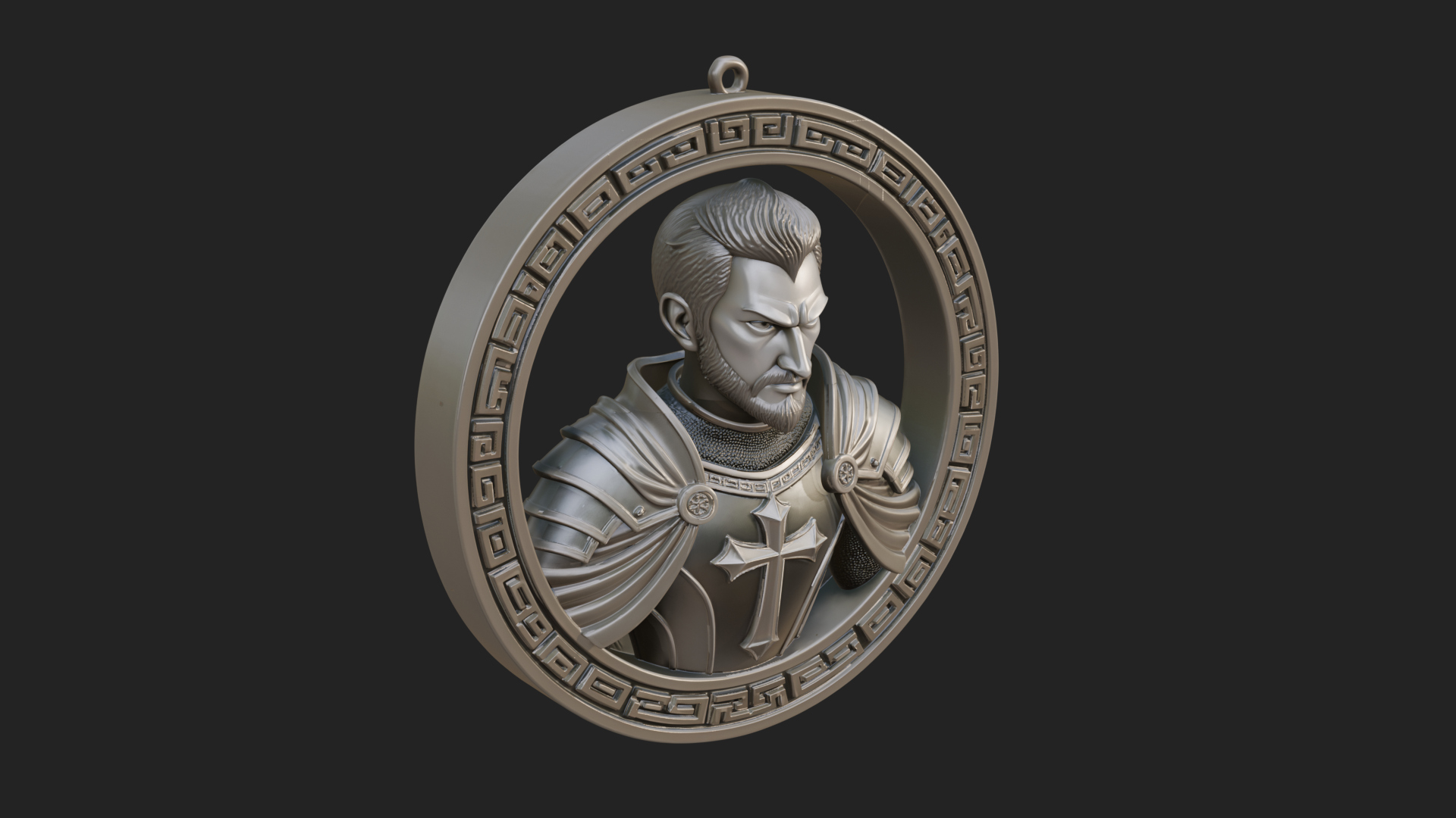 Crusader Knight Oval Plaque Design 6 3D Print Model 3D Model
