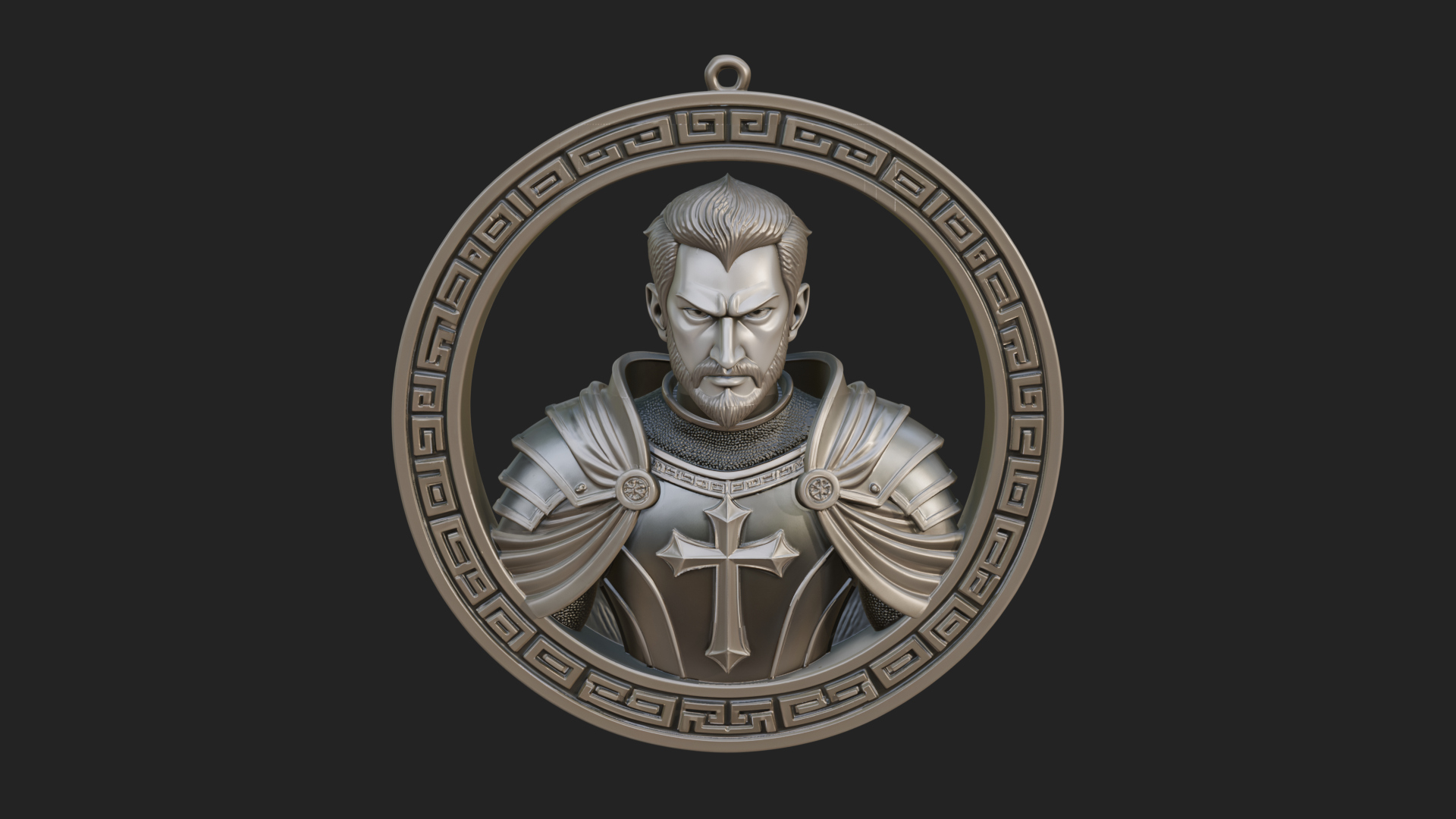 Crusader Knight Oval Plaque Design 6 3D Print Model 3D Model