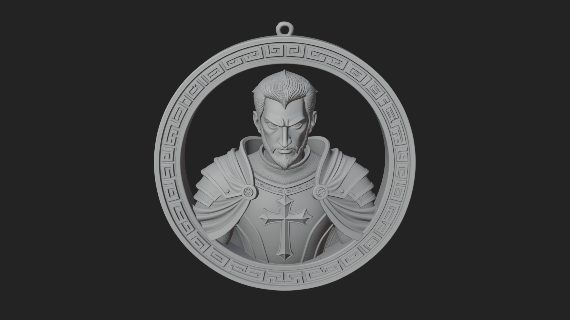 Crusader Knight Oval Plaque Design 6 3D Print Model 3D Model