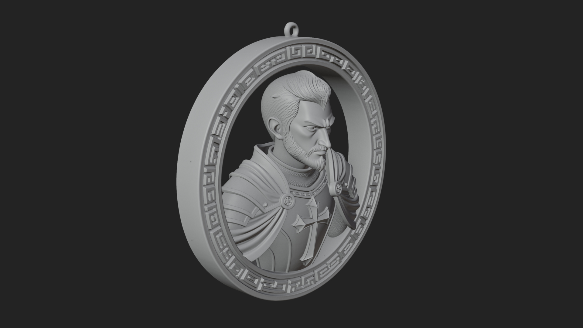 Crusader Knight Oval Plaque Design 6 3D Print Model 3D Model