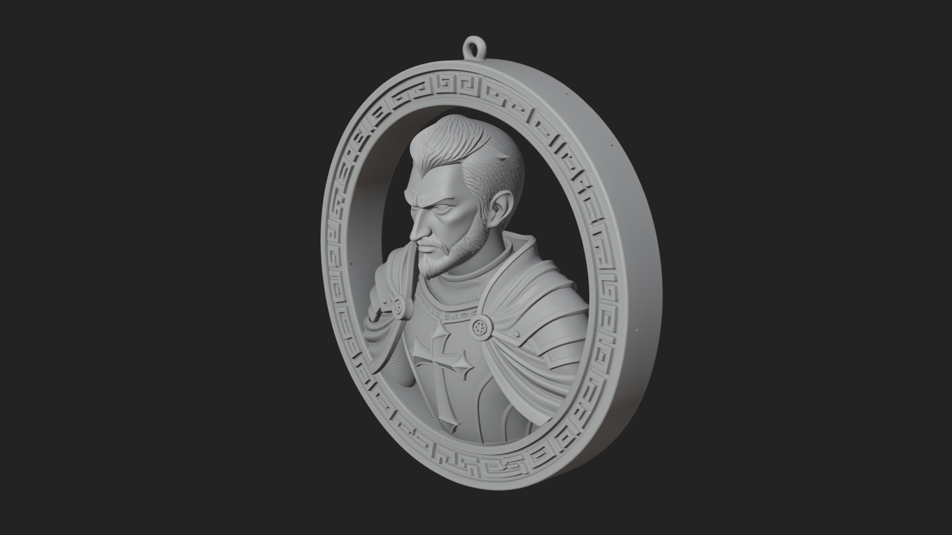 Crusader Knight Oval Plaque Design 6 3D Print Model 3D Model