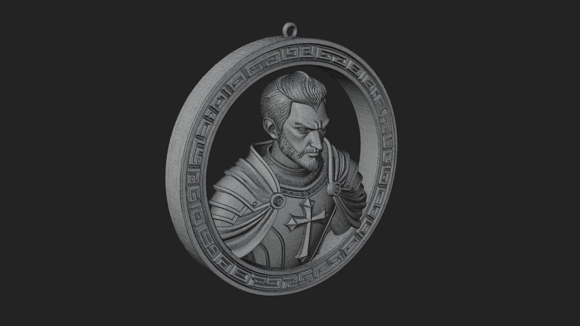 Crusader Knight Oval Plaque Design 6 3D Print Model 3D Model