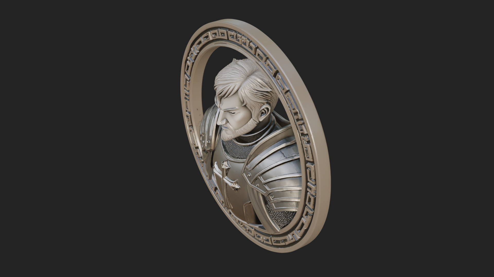 Crusader Knight Oval Plaque Design 7 3D Print Model 3D Model