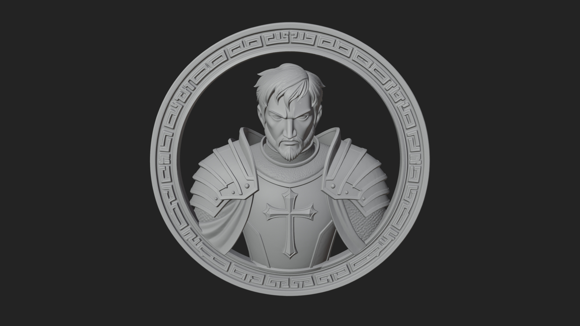Crusader Knight Oval Plaque Design 7 3D Print Model 3D Model
