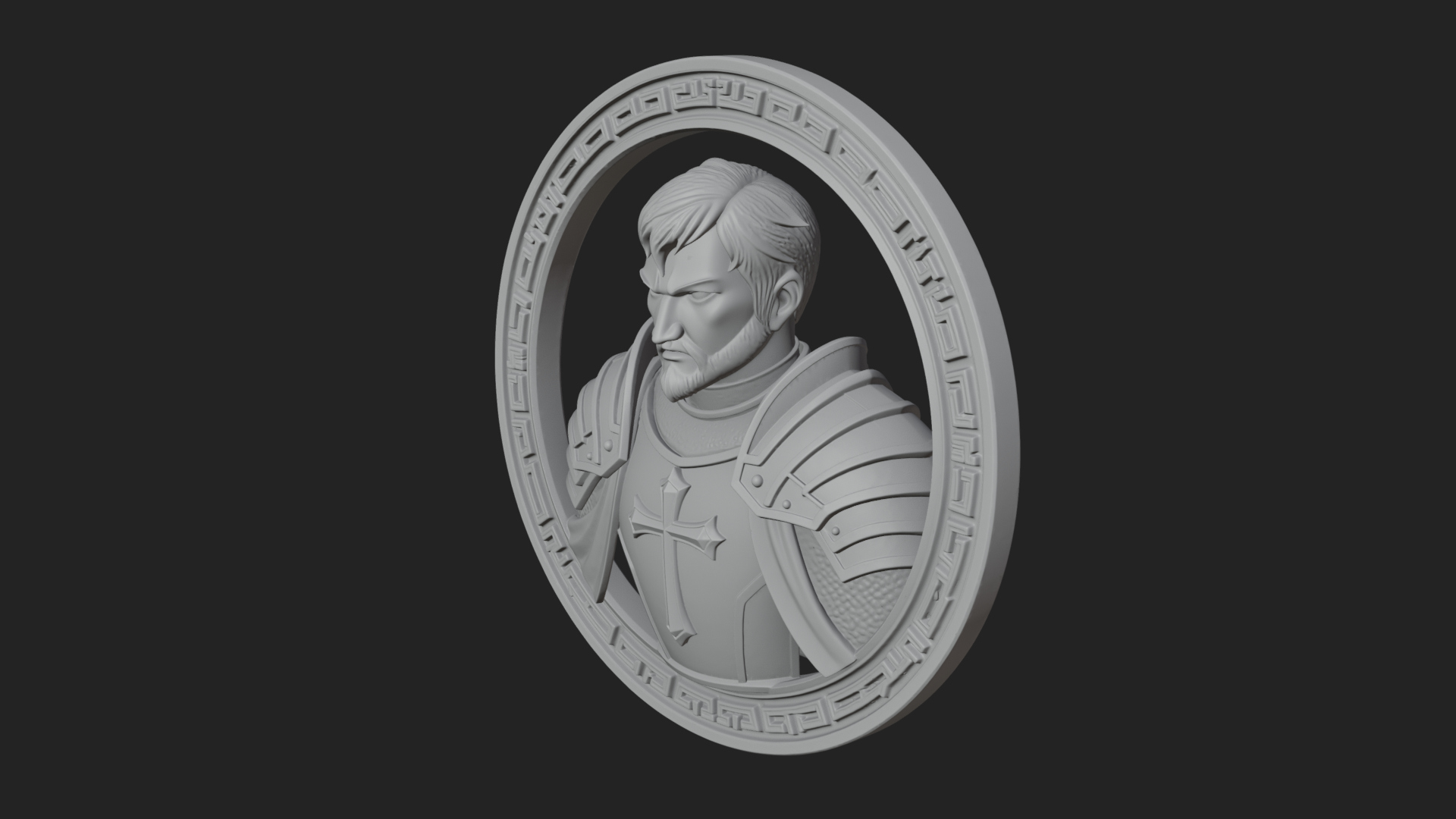 Crusader Knight Oval Plaque Design 7 3D Print Model 3D Model