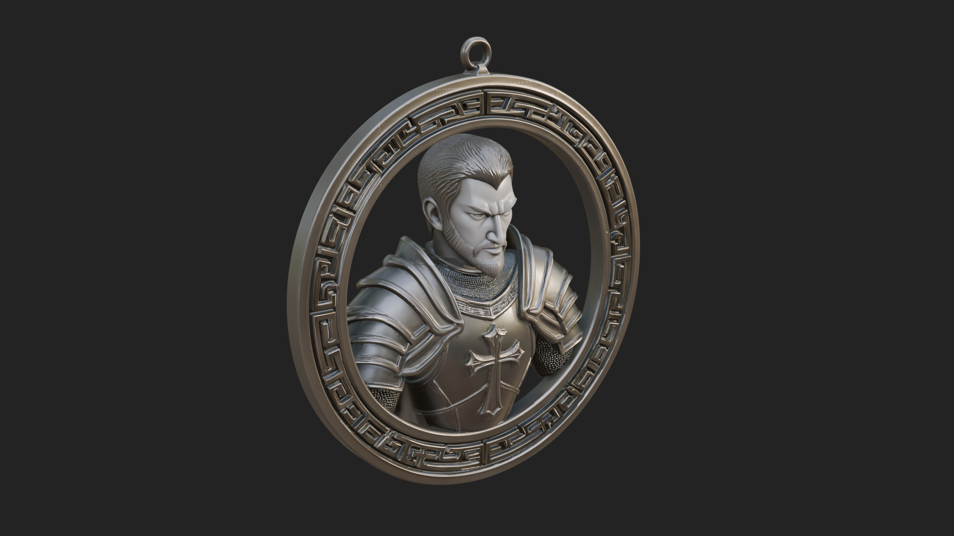 Crusader Knight Oval Plaque Design 8 3D Print Model 3D Model