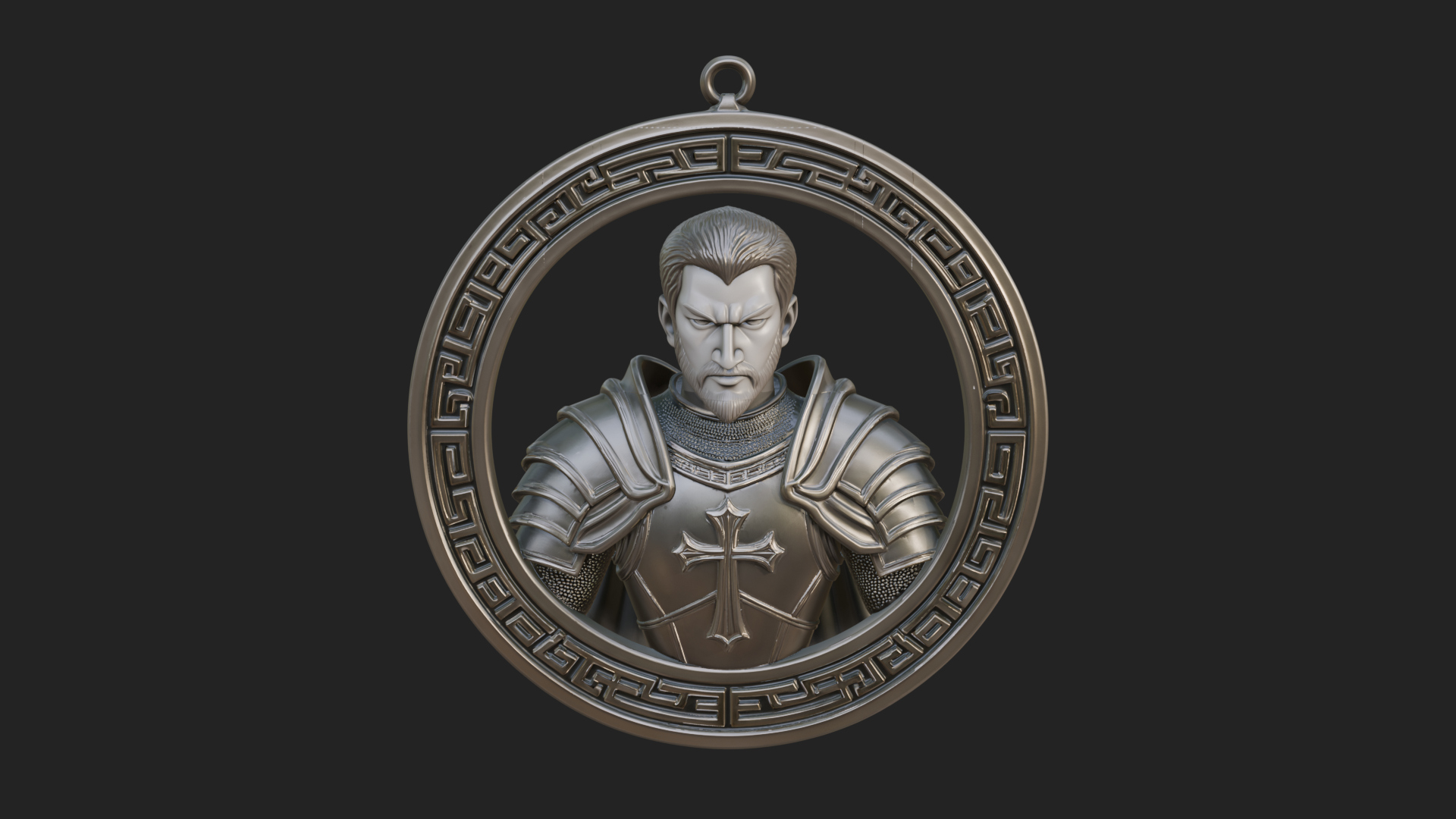 Crusader Knight Oval Plaque Design 8 3D Print Model 3D Model