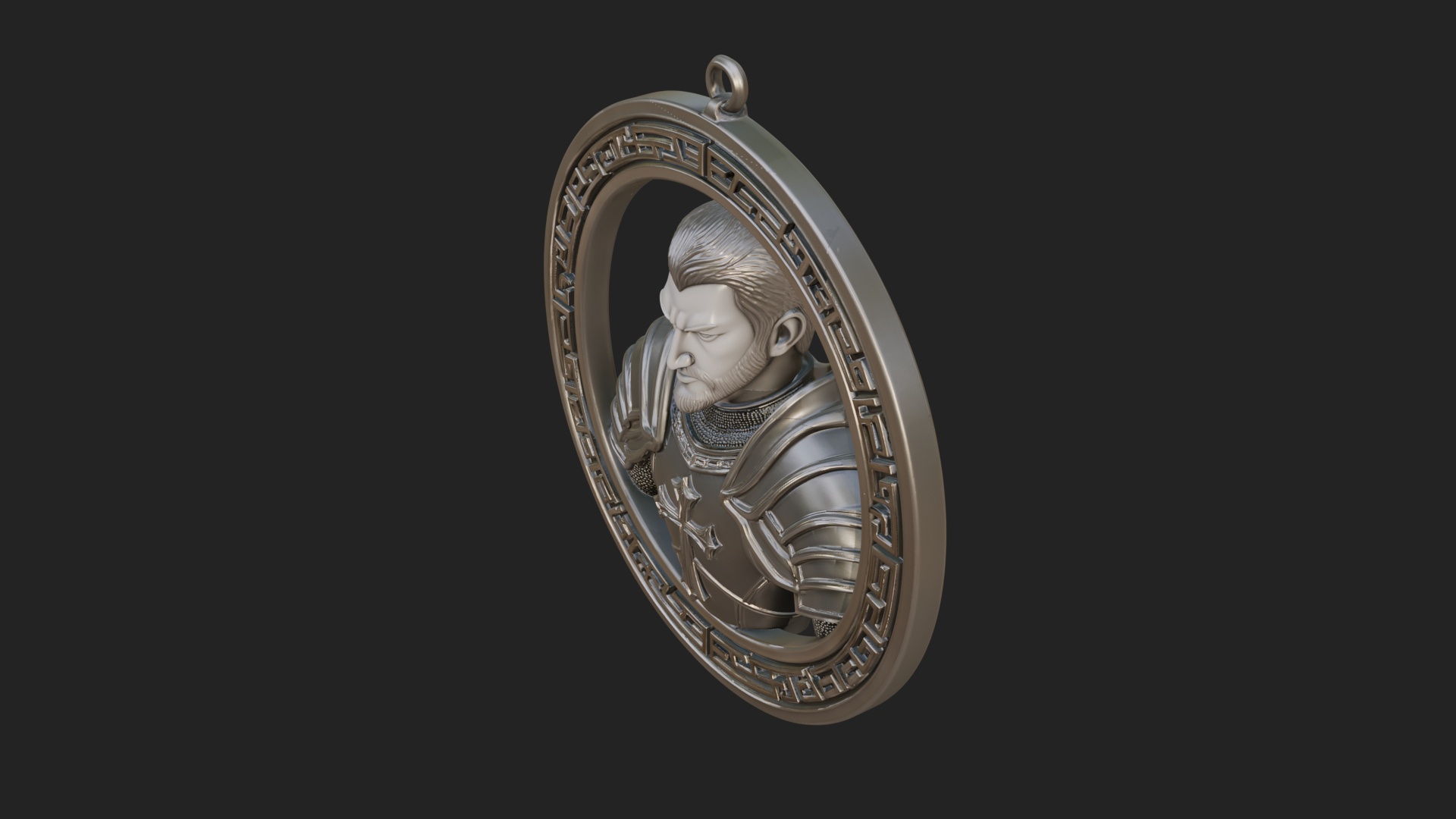 Crusader Knight Oval Plaque Design 8 3D Print Model 3D Model
