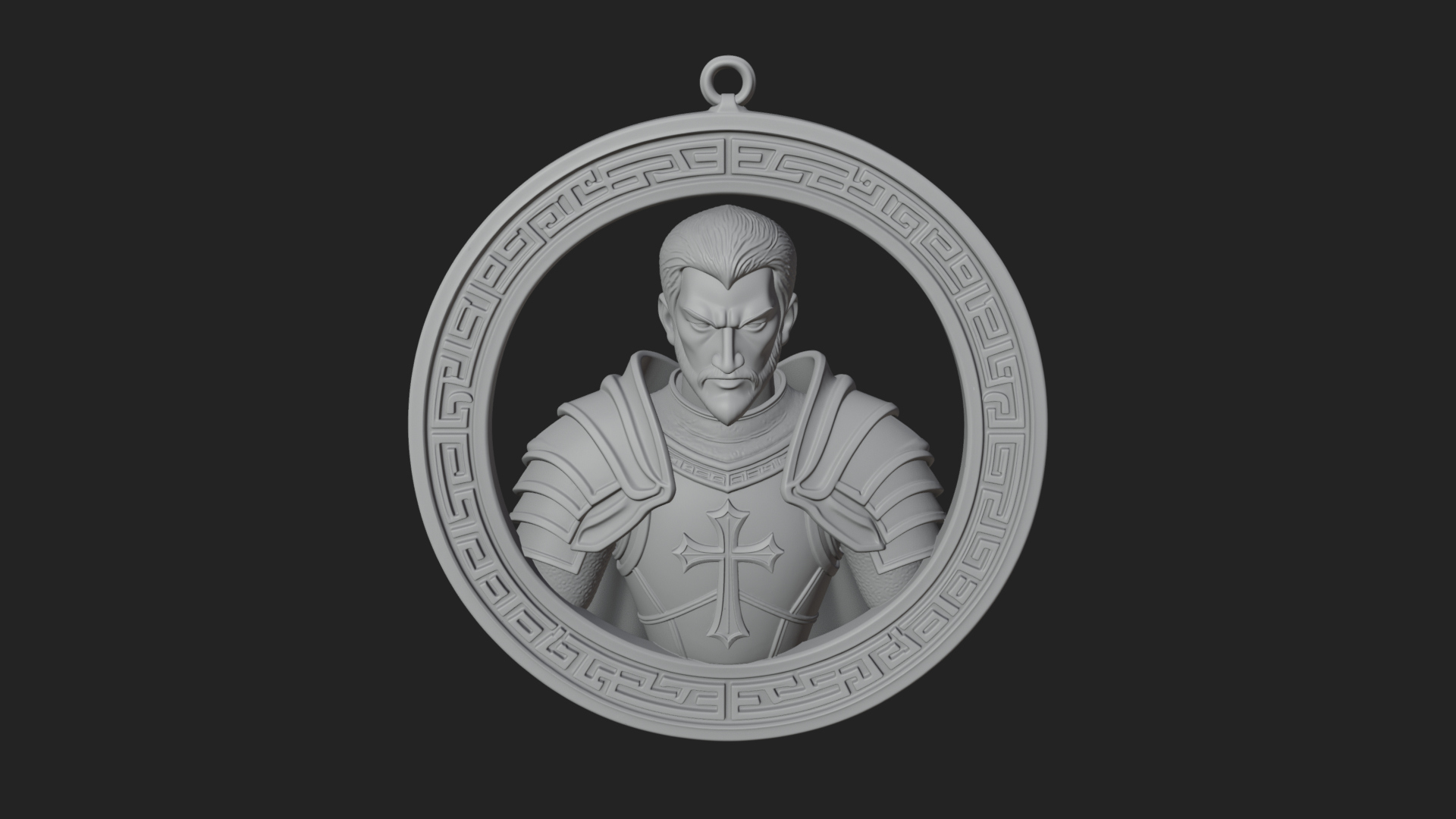Crusader Knight Oval Plaque Design 8 3D Print Model 3D Model