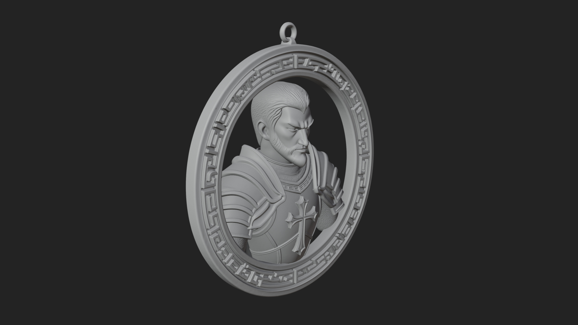 Crusader Knight Oval Plaque Design 8 3D Print Model 3D Model