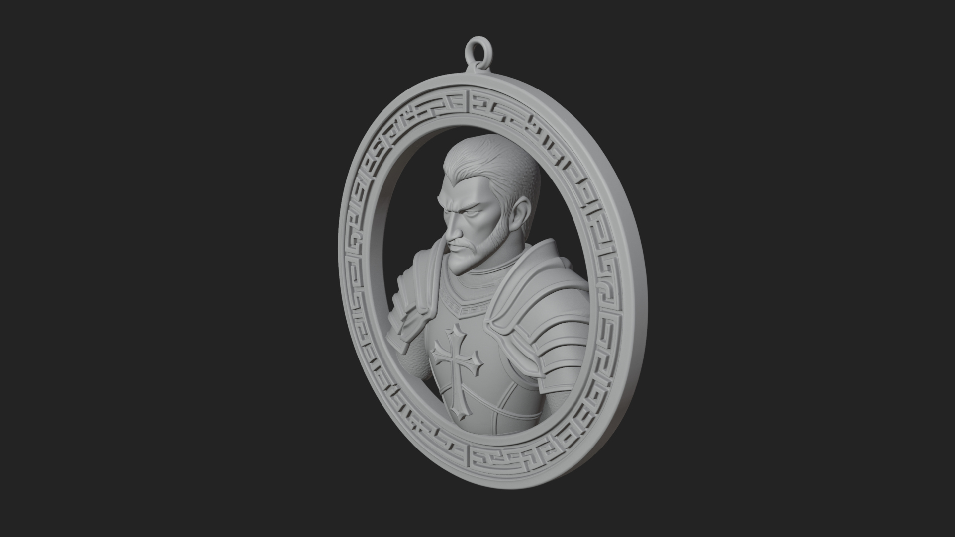 Crusader Knight Oval Plaque Design 8 3D Print Model 3D Model