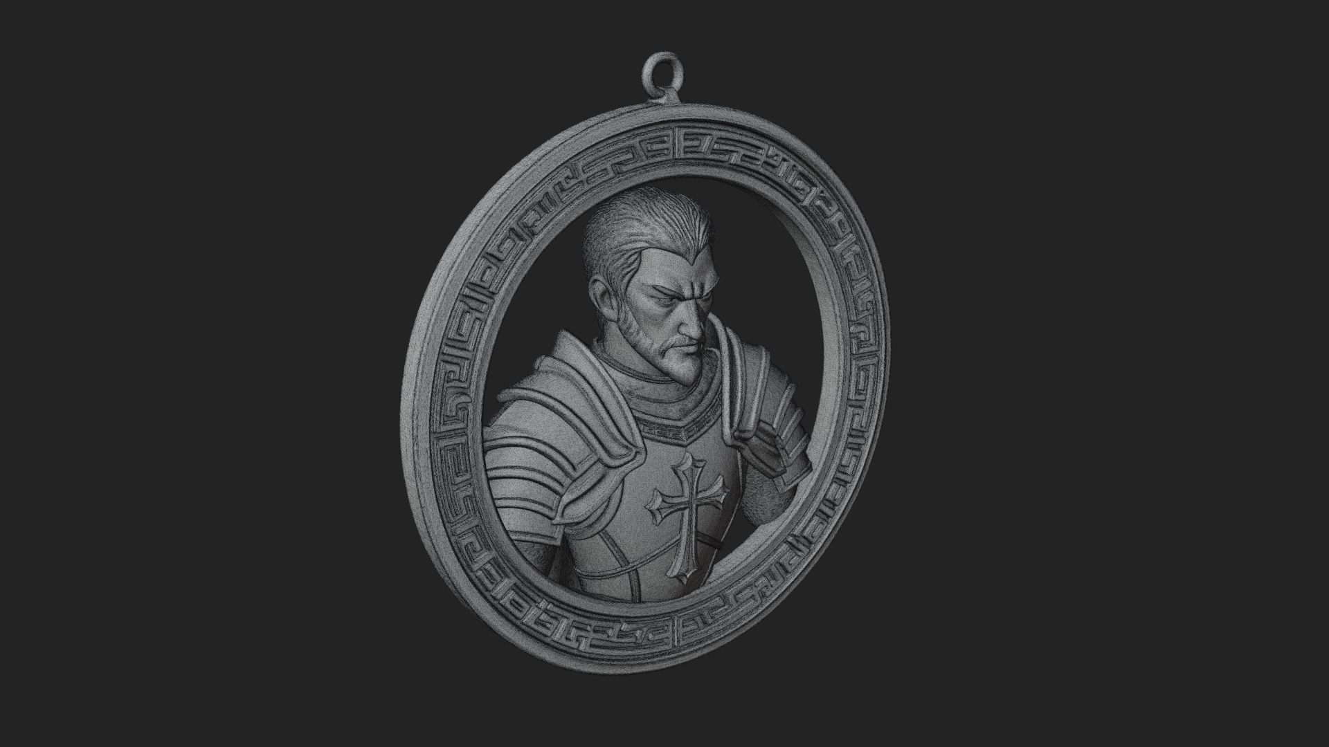Crusader Knight Oval Plaque Design 8 3D Print Model 3D Model
