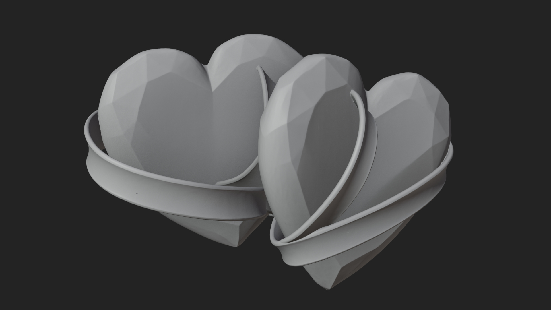 Crystal Heart Gold Band Ornament Design 1 3D Print Model 3D Model