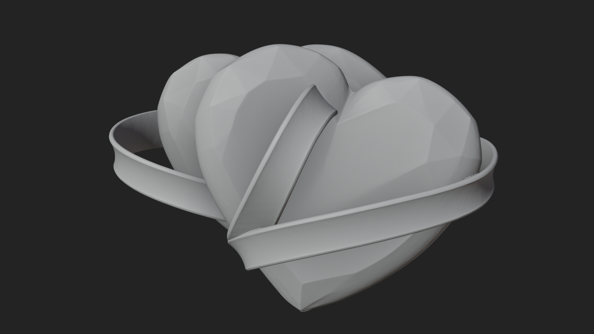 Crystal Heart Gold Band Ornament Design 1 3D Print Model 3D Model