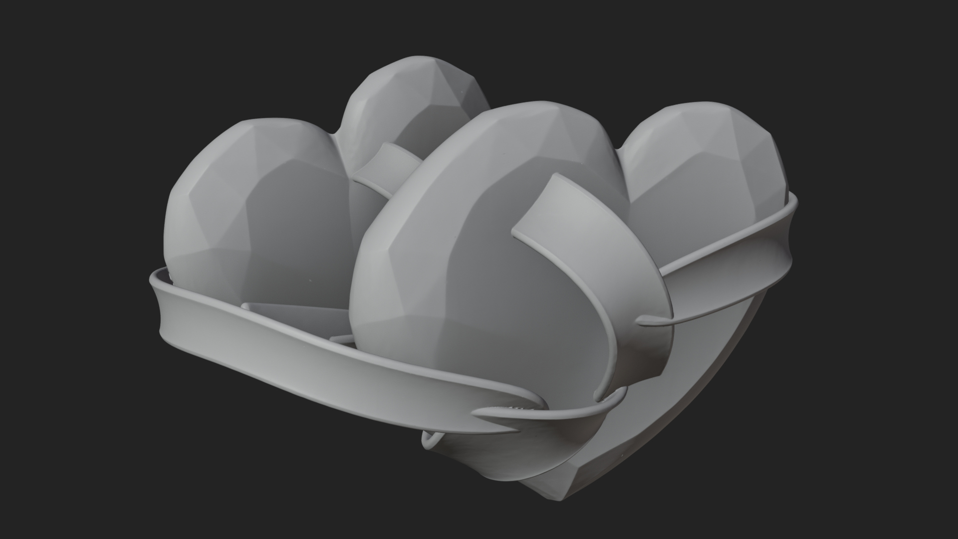 Crystal Heart Gold Band Ornament Design 1 3D Print Model 3D Model