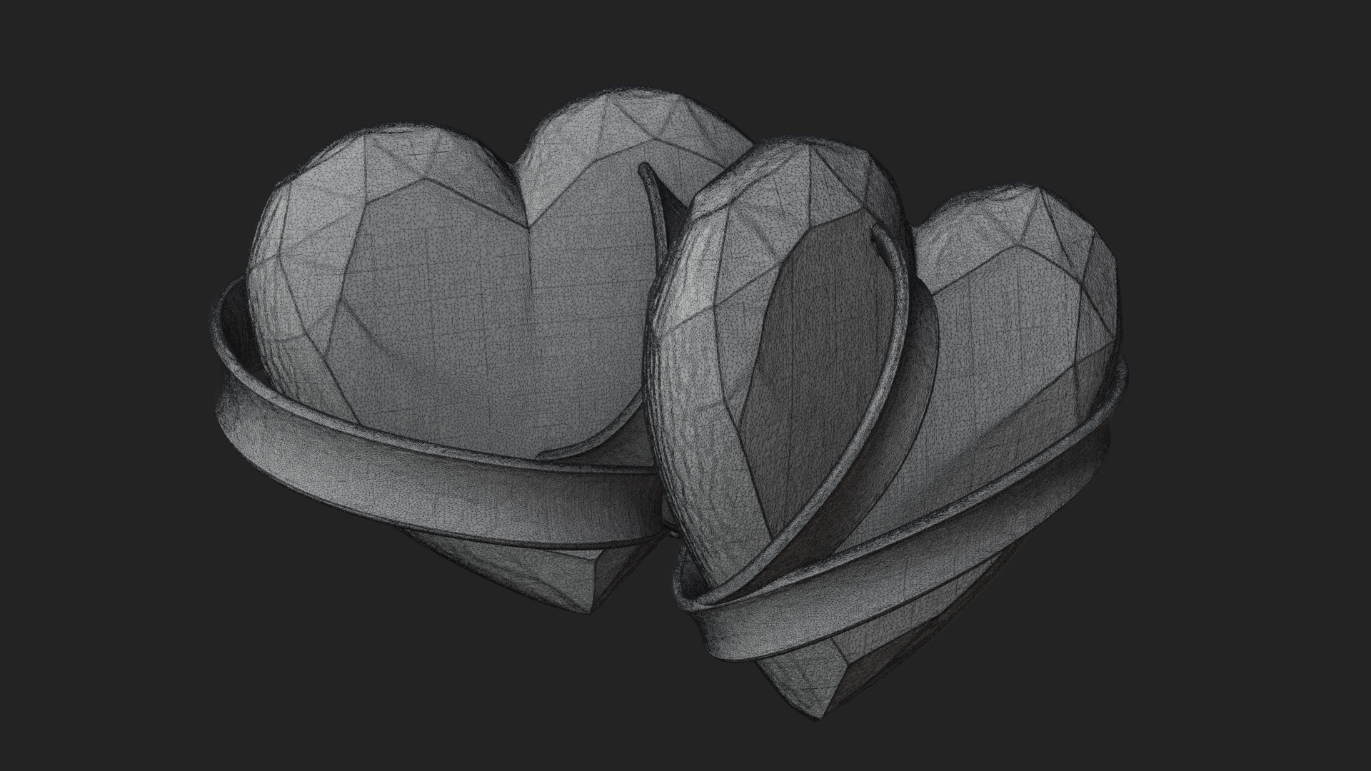 Crystal Heart Gold Band Ornament Design 1 3D Print Model 3D Model