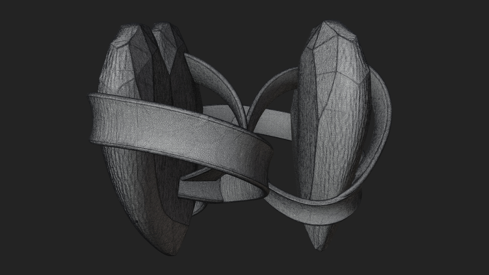 Crystal Heart Gold Band Ornament Design 1 3D Print Model 3D Model