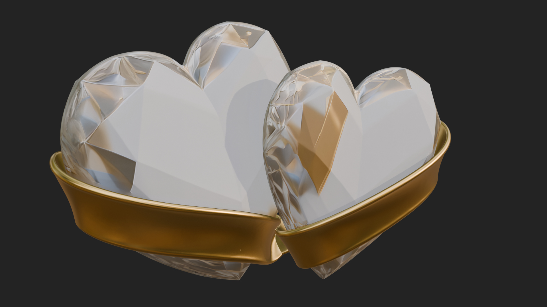Crystal Heart Gold Band Ornament Design 2 3D Print Model 3D Model