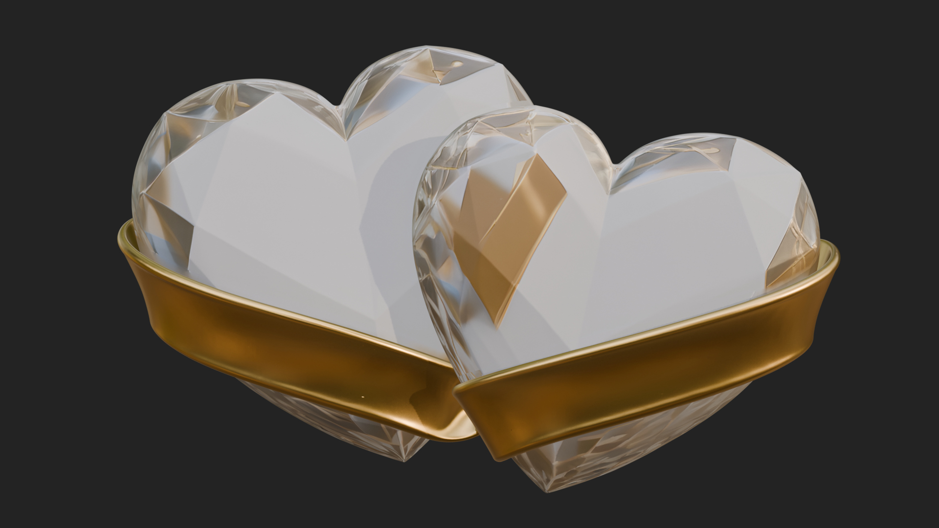 Crystal Heart Gold Band Ornament Design 2 3D Print Model 3D Model