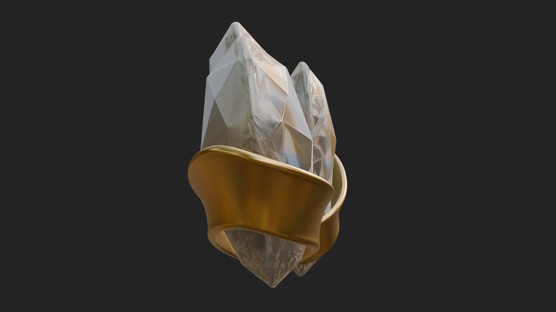 Crystal Heart Gold Band Ornament Design 2 3D Print Model 3D Model