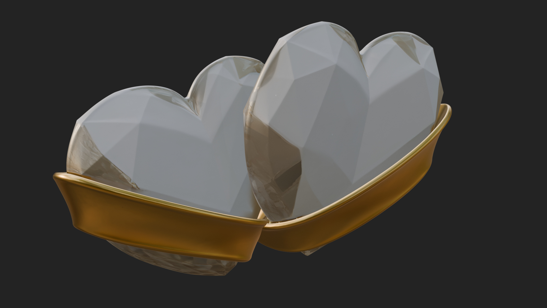 Crystal Heart Gold Band Ornament Design 2 3D Print Model 3D Model