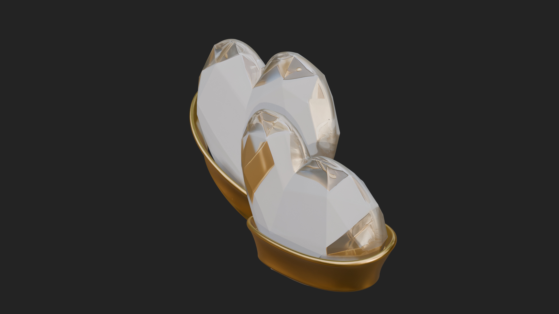 Crystal Heart Gold Band Ornament Design 2 3D Print Model 3D Model