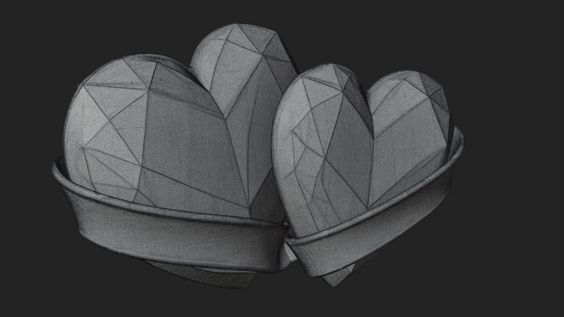 Crystal Heart Gold Band Ornament Design 2 3D Print Model 3D Model