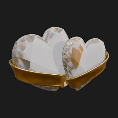 Crystal Heart Gold Band Ornament Design 2 3D Print Model