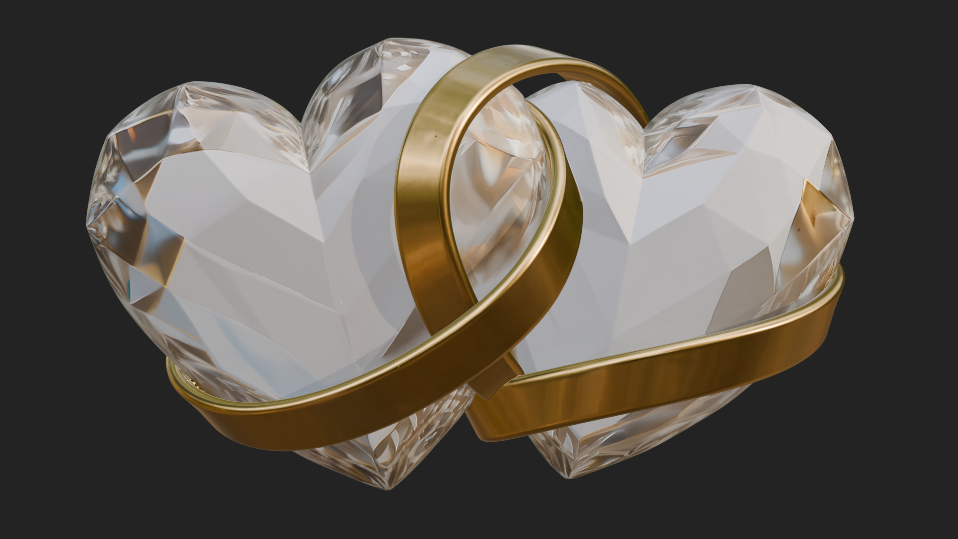 Crystal Heart Gold Band Ornament Design 3 3D Print Model 3D Model