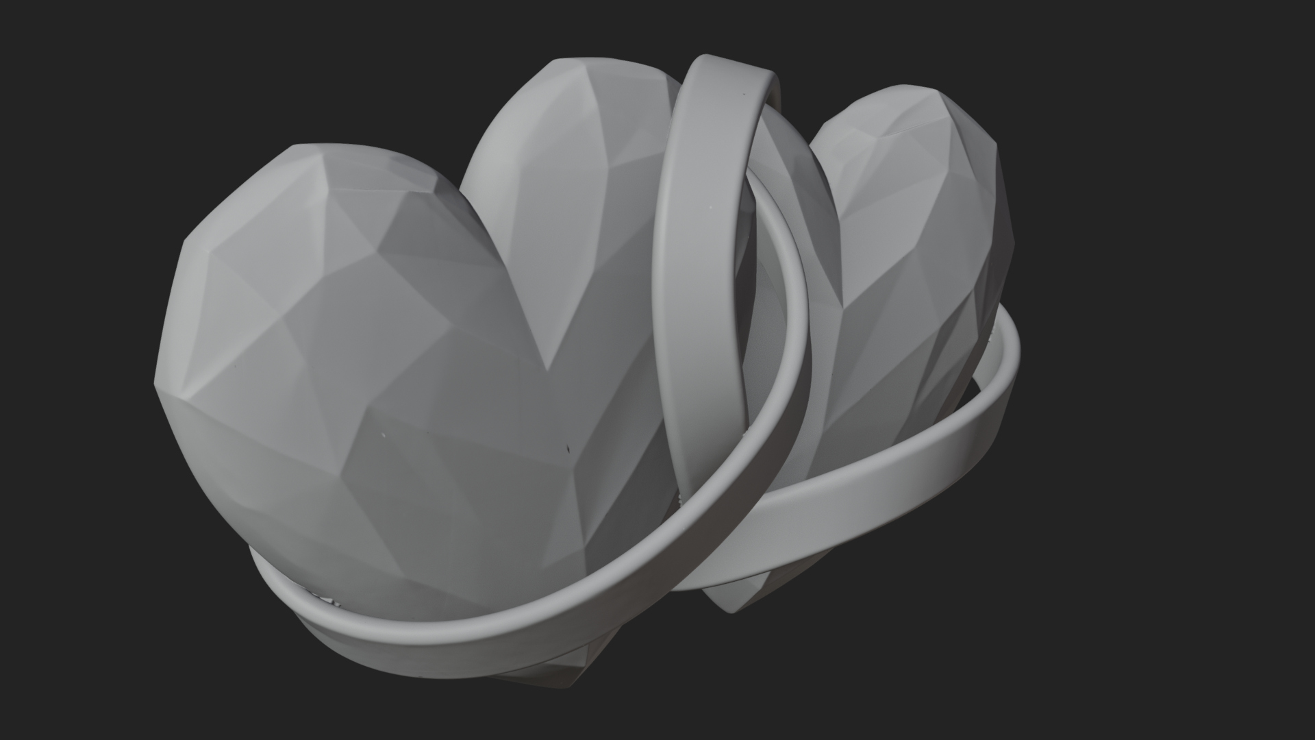 Crystal Heart Gold Band Ornament Design 3 3D Print Model 3D Model