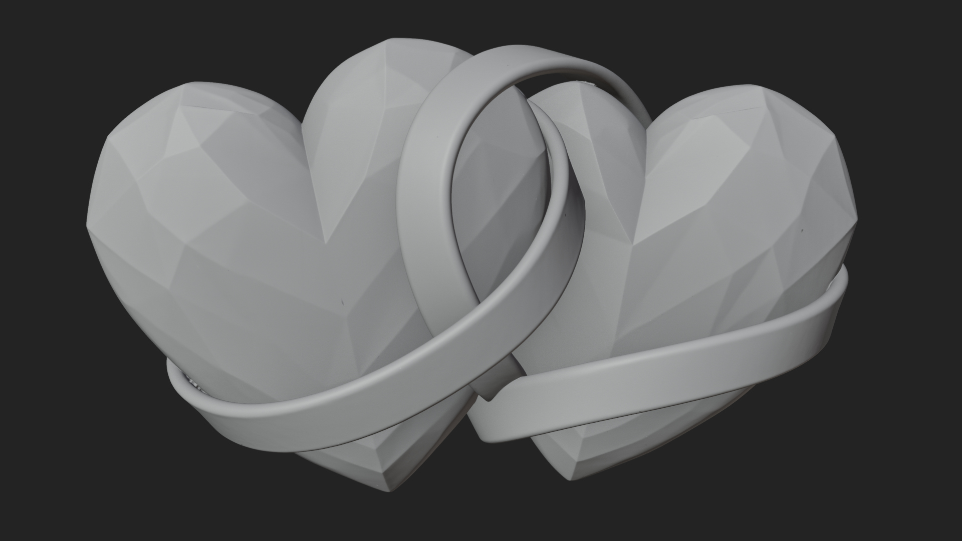 Crystal Heart Gold Band Ornament Design 3 3D Print Model 3D Model