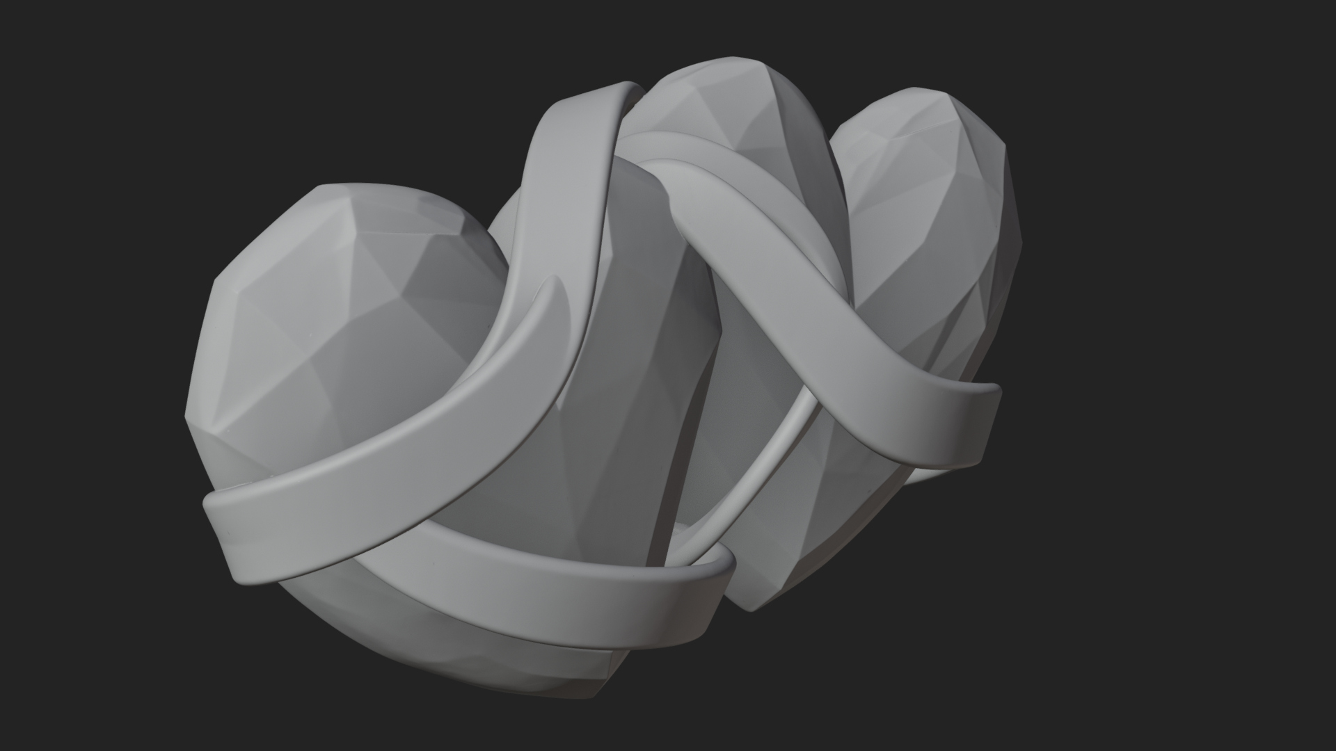 Crystal Heart Gold Band Ornament Design 3 3D Print Model 3D Model